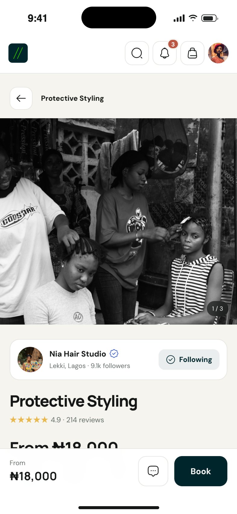Booking Protective Styling with Nia Hair Studio