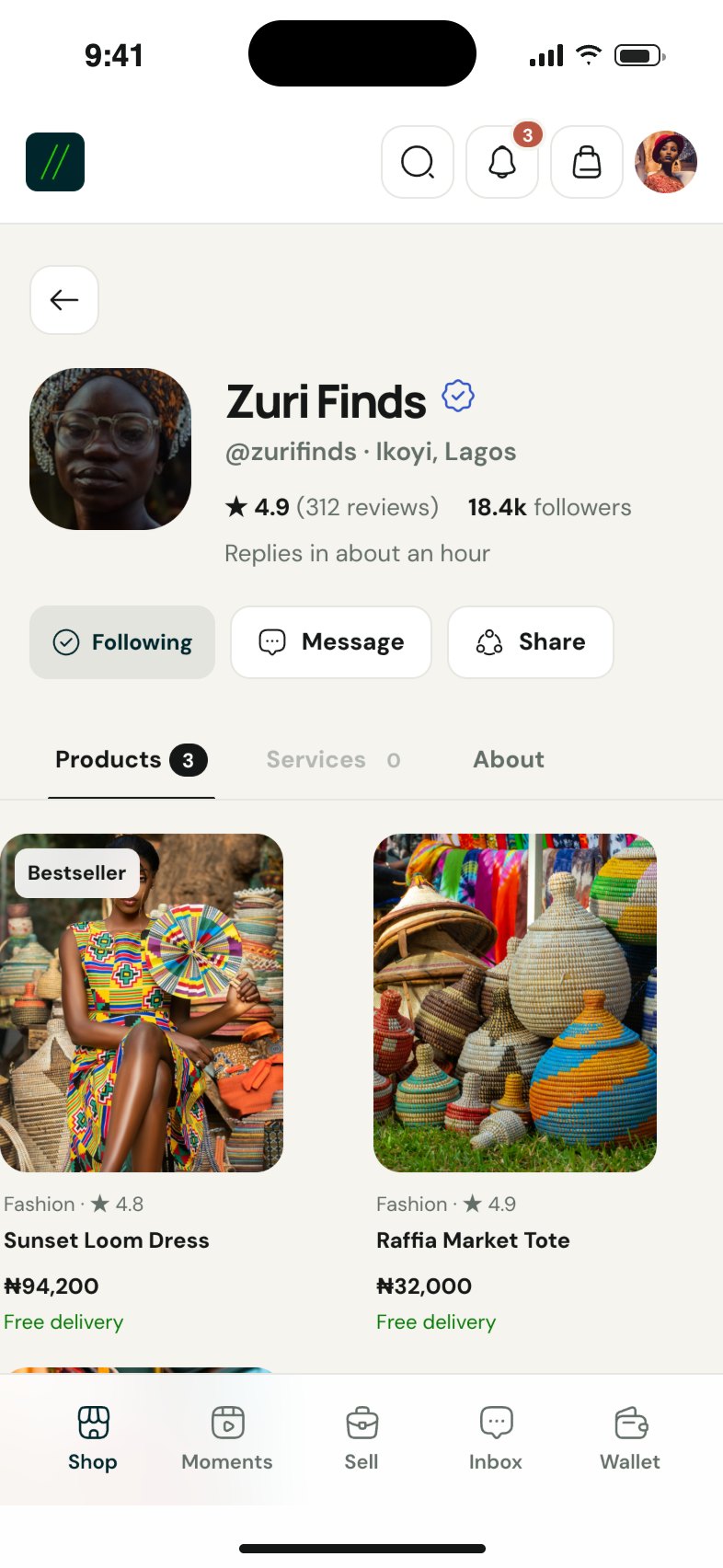 Zuri Finds' shop on Rille